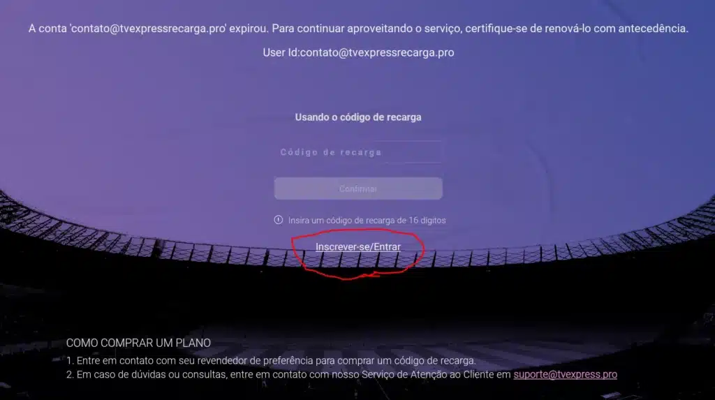 Inscrever-se entrar app tv express