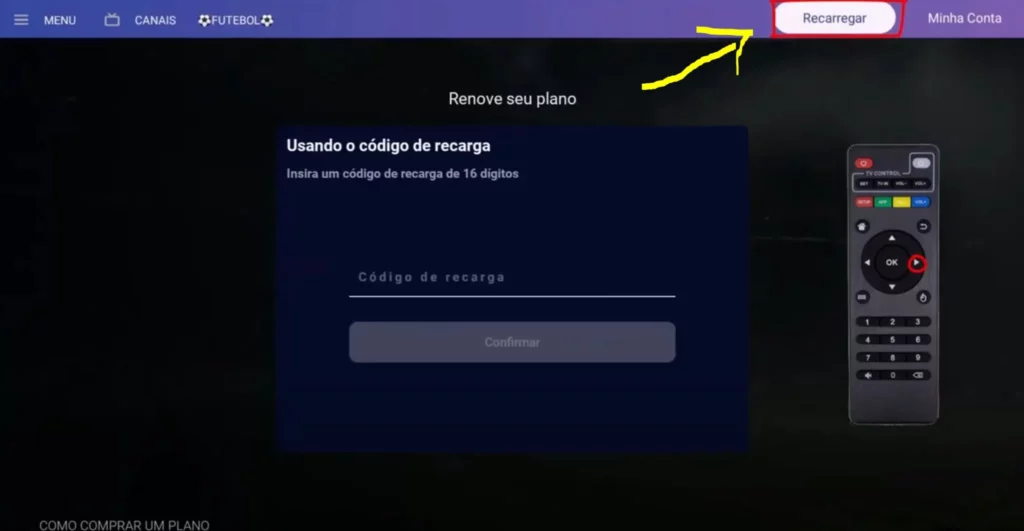 usar codigo de recarga tv express